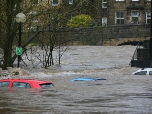 car on body of water