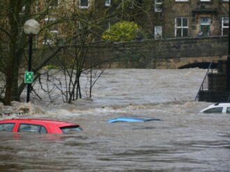 car on body of water
